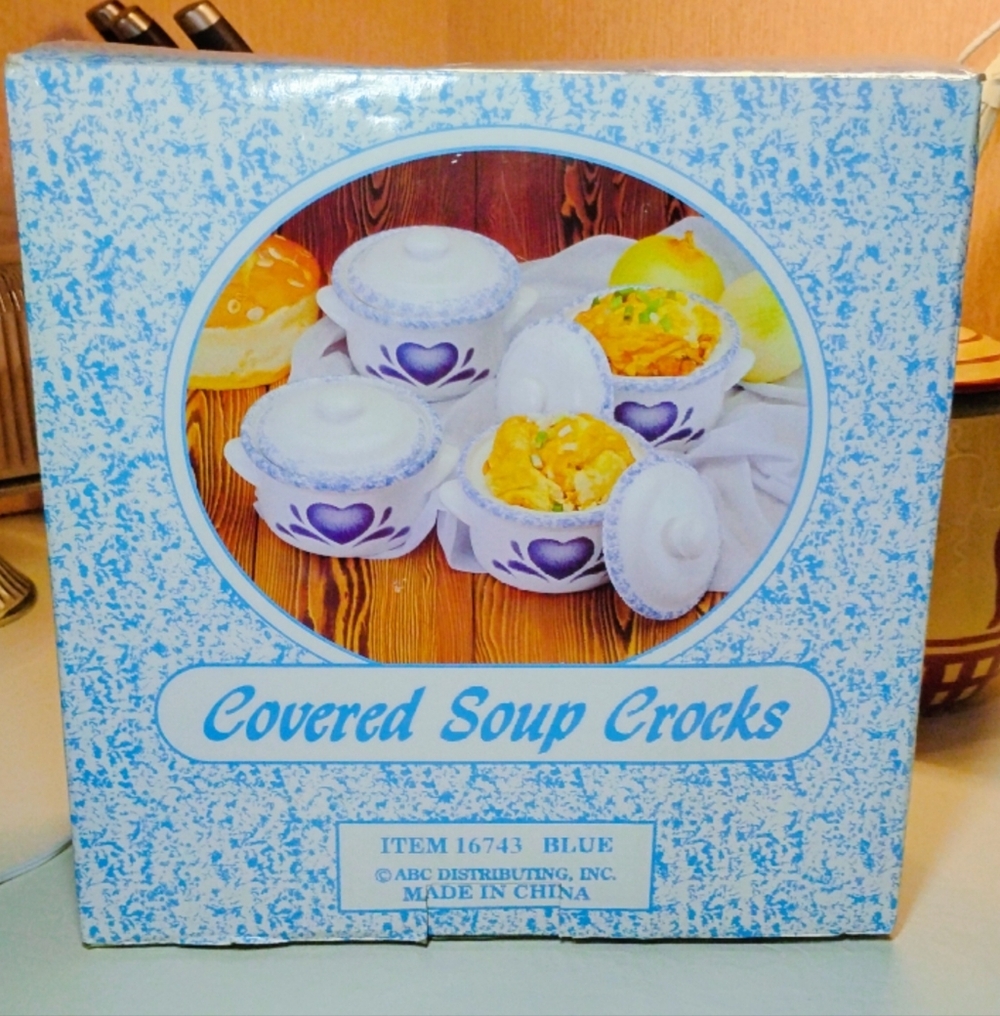 Corelle Blue Heart Soup Crocks